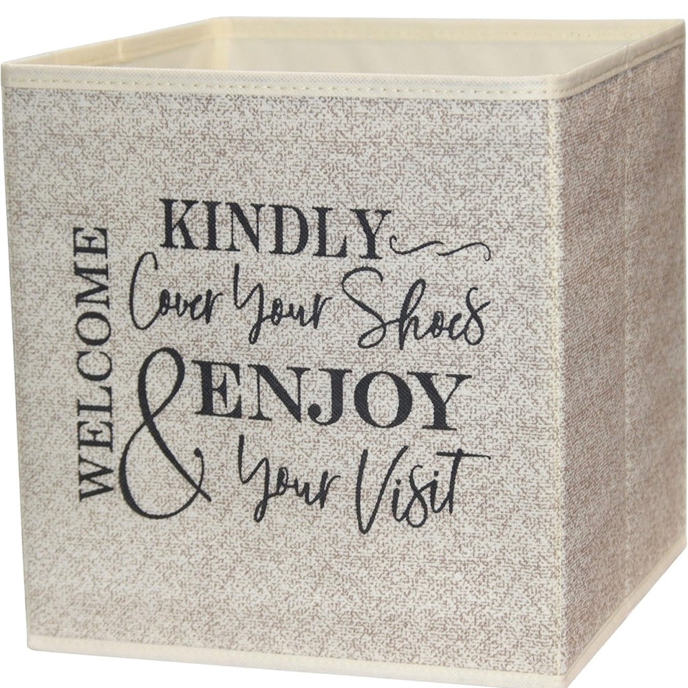 Decorative Storage Bin with Welcome Message